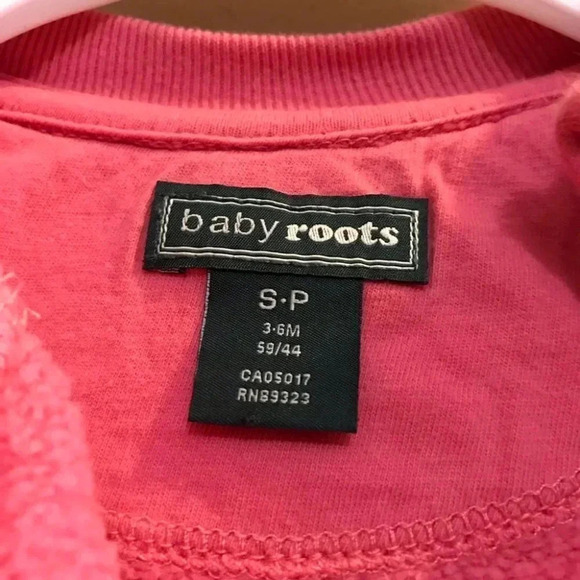 ROOTS Canada Baby Infant Pink Fleece Sweater Zip One Piece Sz 3 - 6 Months S - Picture 6 of 9